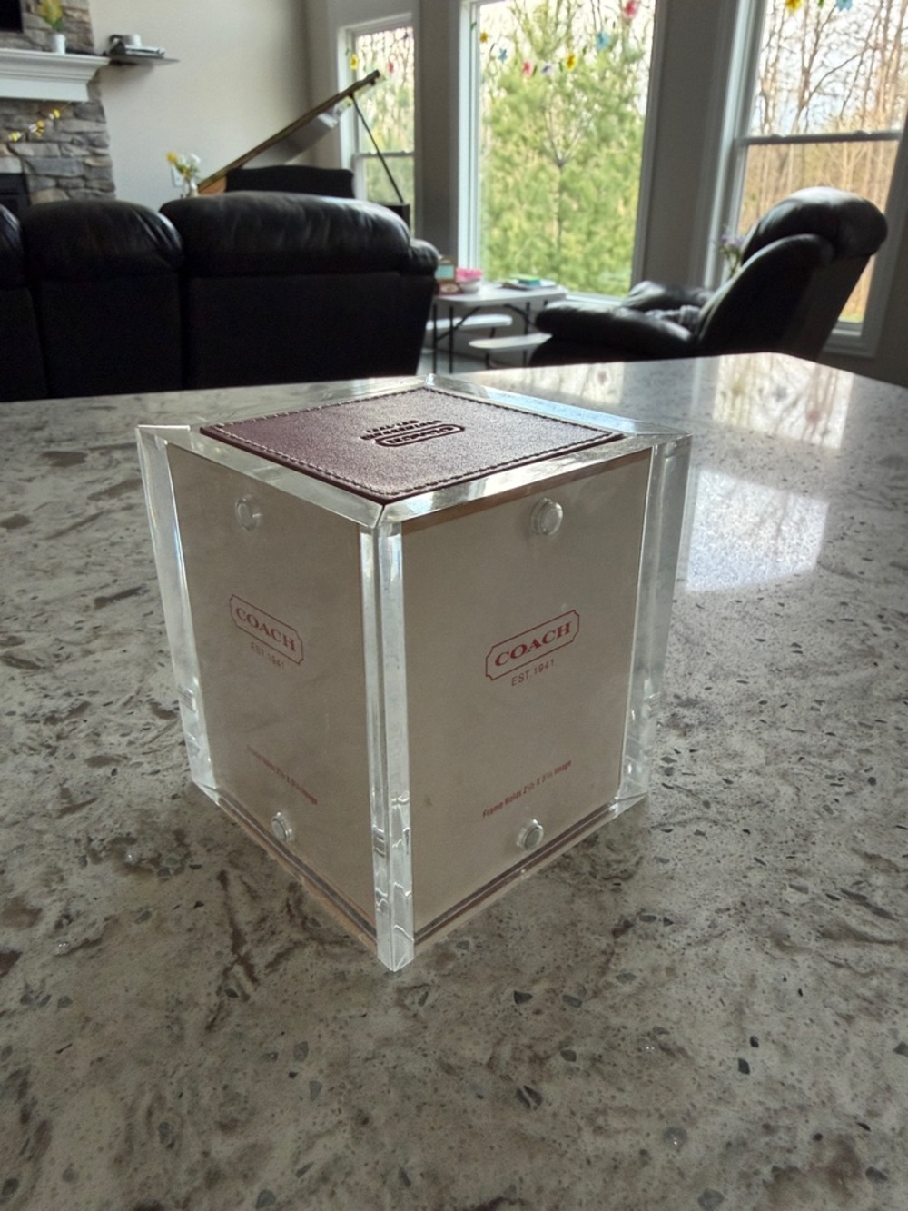 Coach Pink Leather Square Lucite Photo Cube - Picture 4 of 5